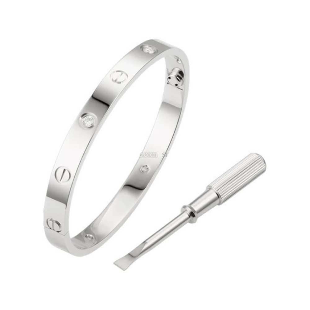 Generic Screw Bangle Bracelet with Screwdriver in Silver with Stones